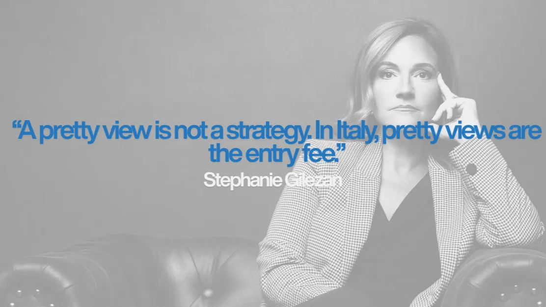 Stephanie Gilezan quote graphic for the article Italy Is Not One Real Estate Market. That Is Exactly Why Smart Buyers Are Paying Attention.