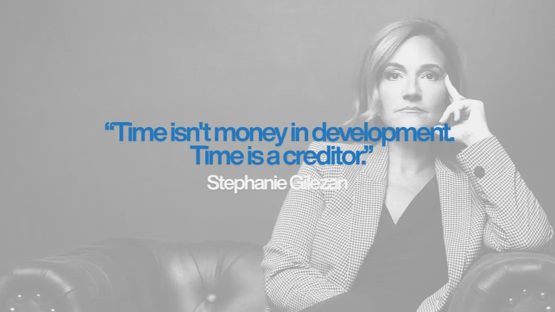 Stephanie Gilezan quote graphic for the article From Listing Agent to Developer: What Building Taught Me About the Other Side of the Table